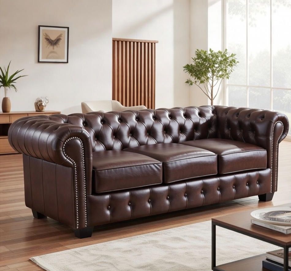 3 Seater Chesterfield European Leather